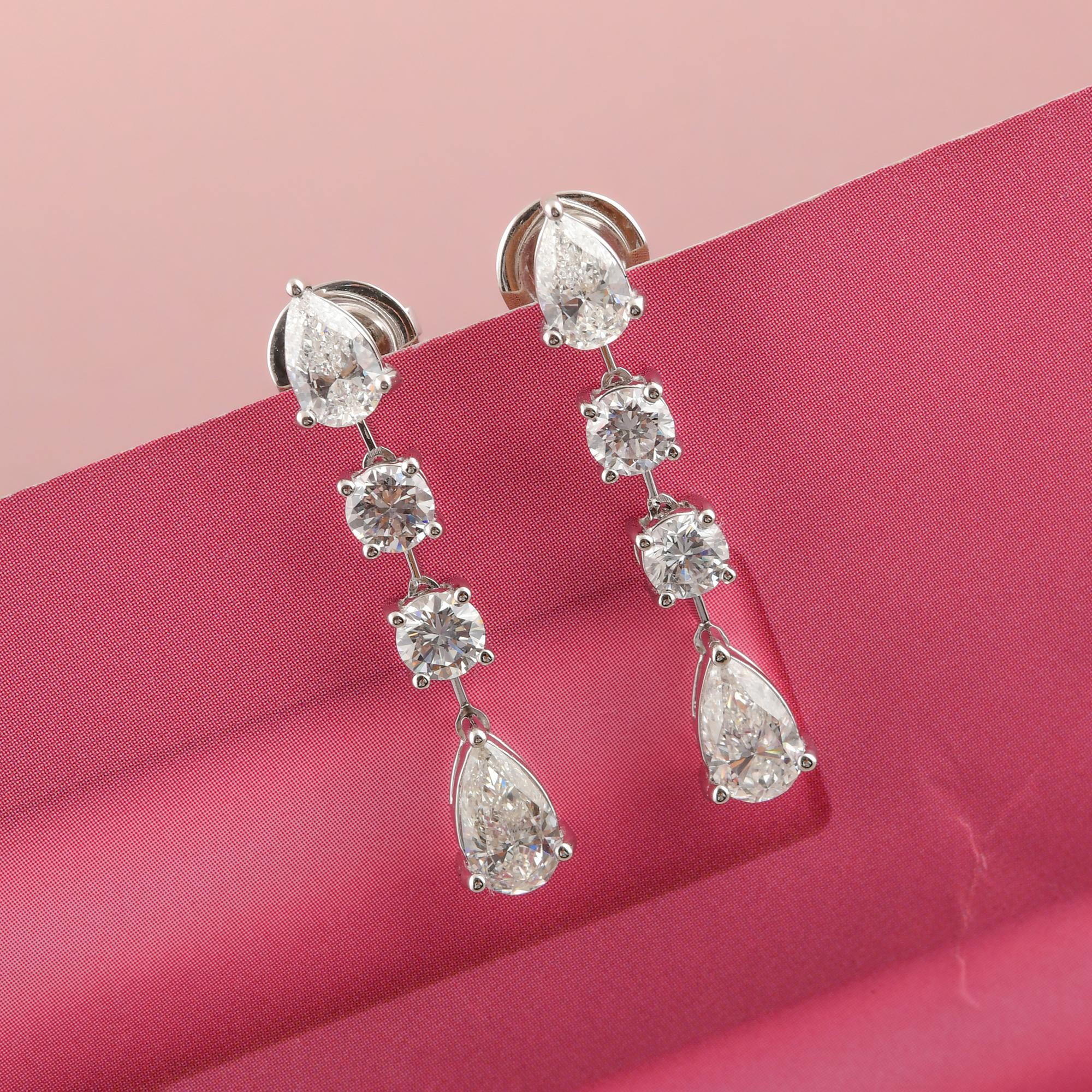 All Tariffs Paid 3.05 Carat Mixed Cut Diamond Drop Earrings 18 Karat White Gold en vente 3