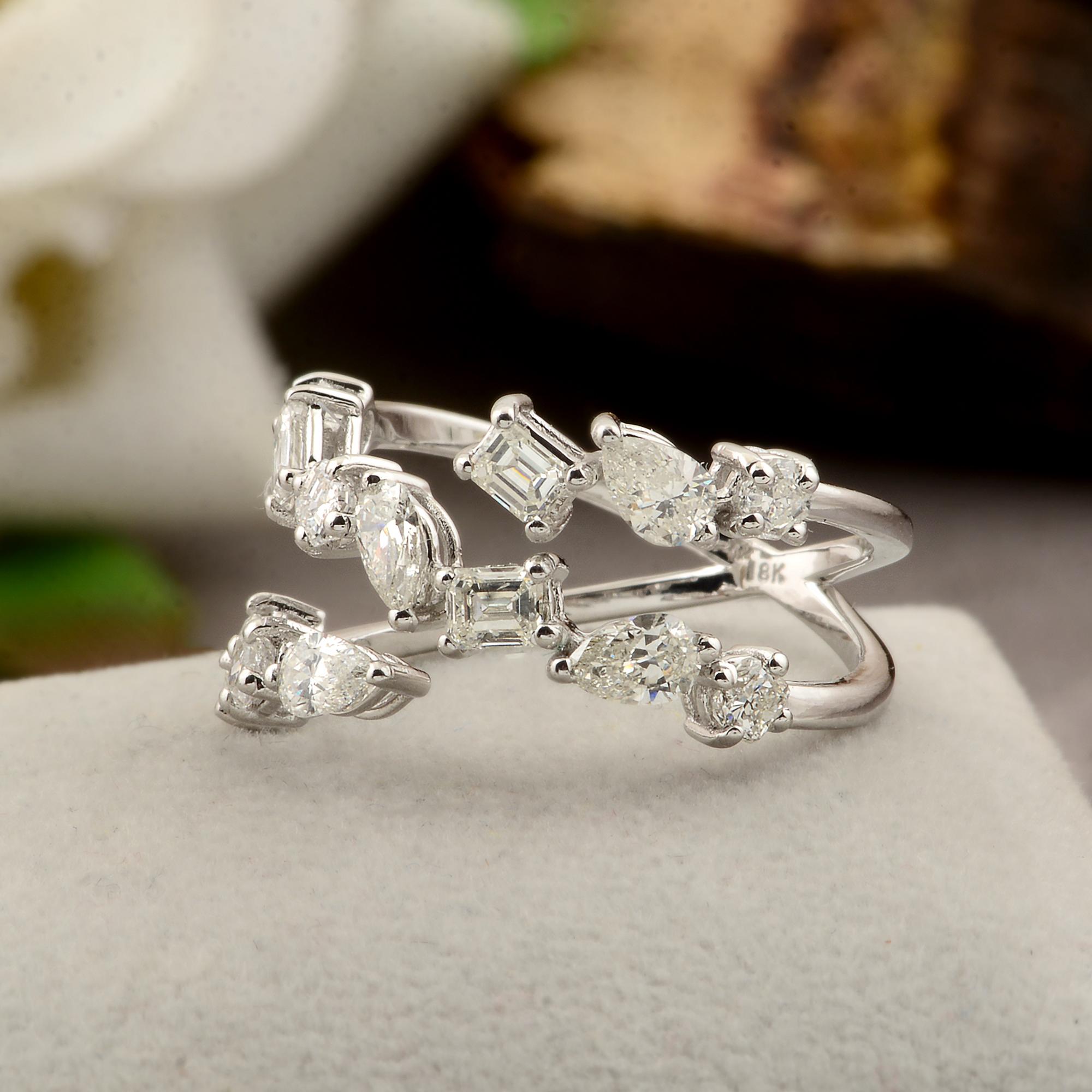 En vente :  All Tariffs Paid Nature 1.32 Carat SI/H Diamond Crisscross Cuff Ring 14K Gold 7