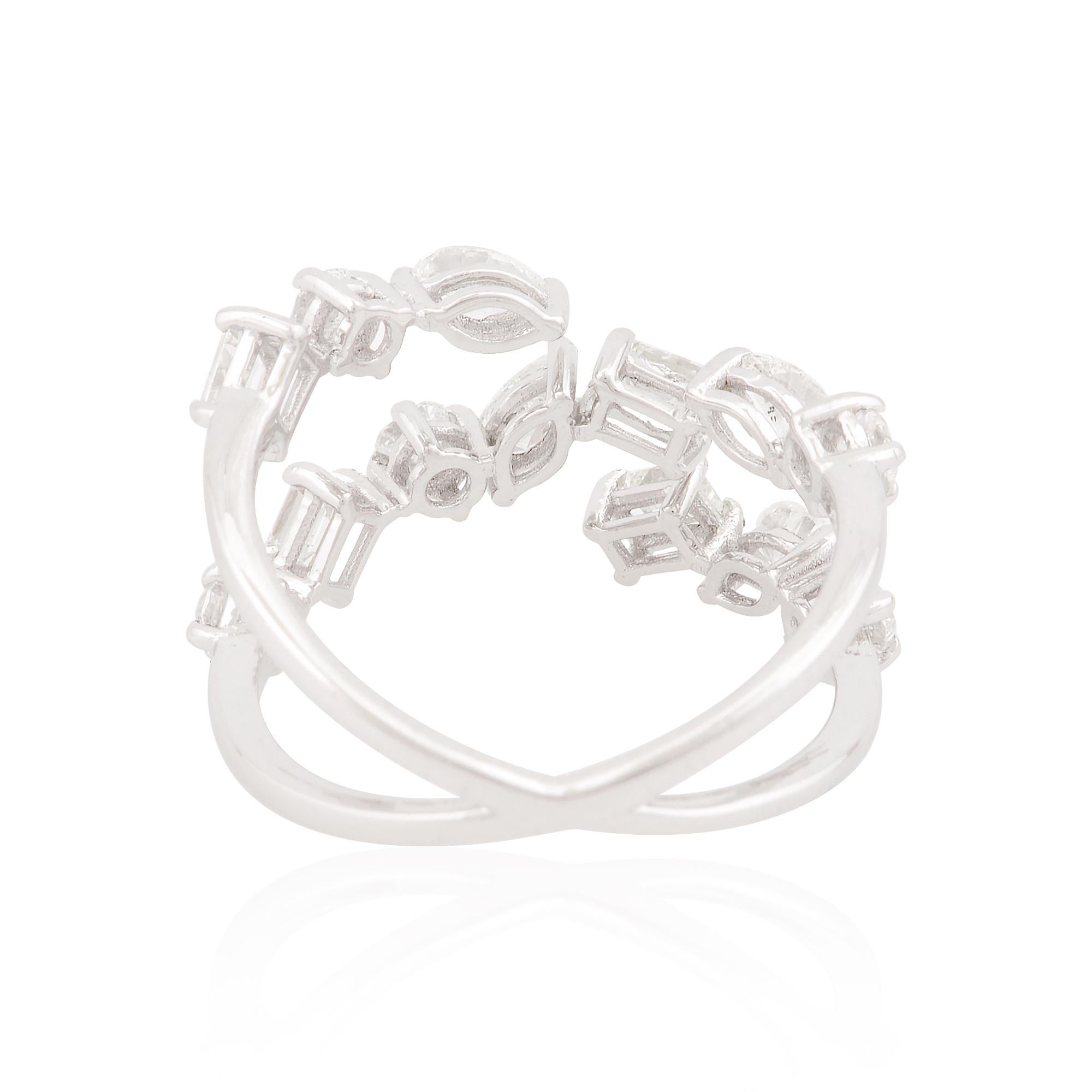 En vente :  All Tariffs Paid Nature 1.32 Carat SI/H Diamond Crisscross Cuff Ring 14K Gold 8