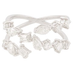 All Tariffs Paid Nature 1.32 Carat SI/H Diamond Crisscross Cuff Ring 14K Gold