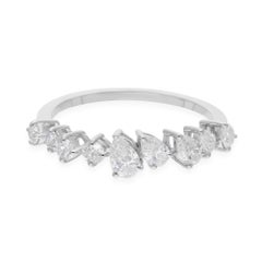 All Tariffs Paid Pear Round Diamond Half Eternity Band Ring 14k White Gold
