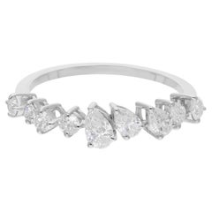 All Tariffs Paid Pear Round Diamond Half Eternity Band Ring 18k White Gold