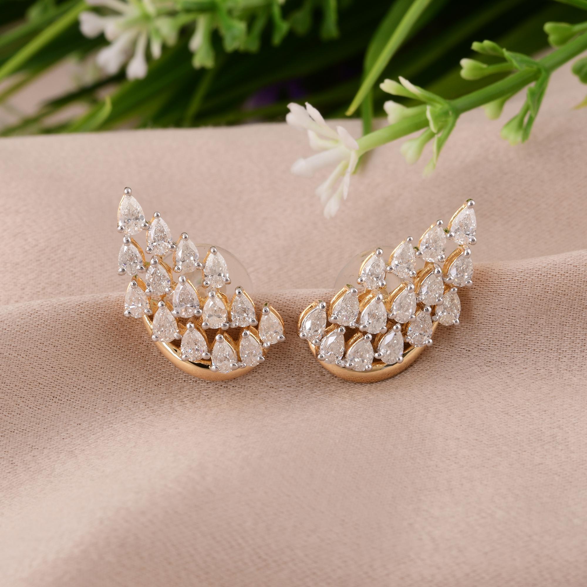 Donna Tutte le tariffe pagate Dichiarazione SI/H Orecchini da sposa con diamanti in oro giallo 18 carati in vendita