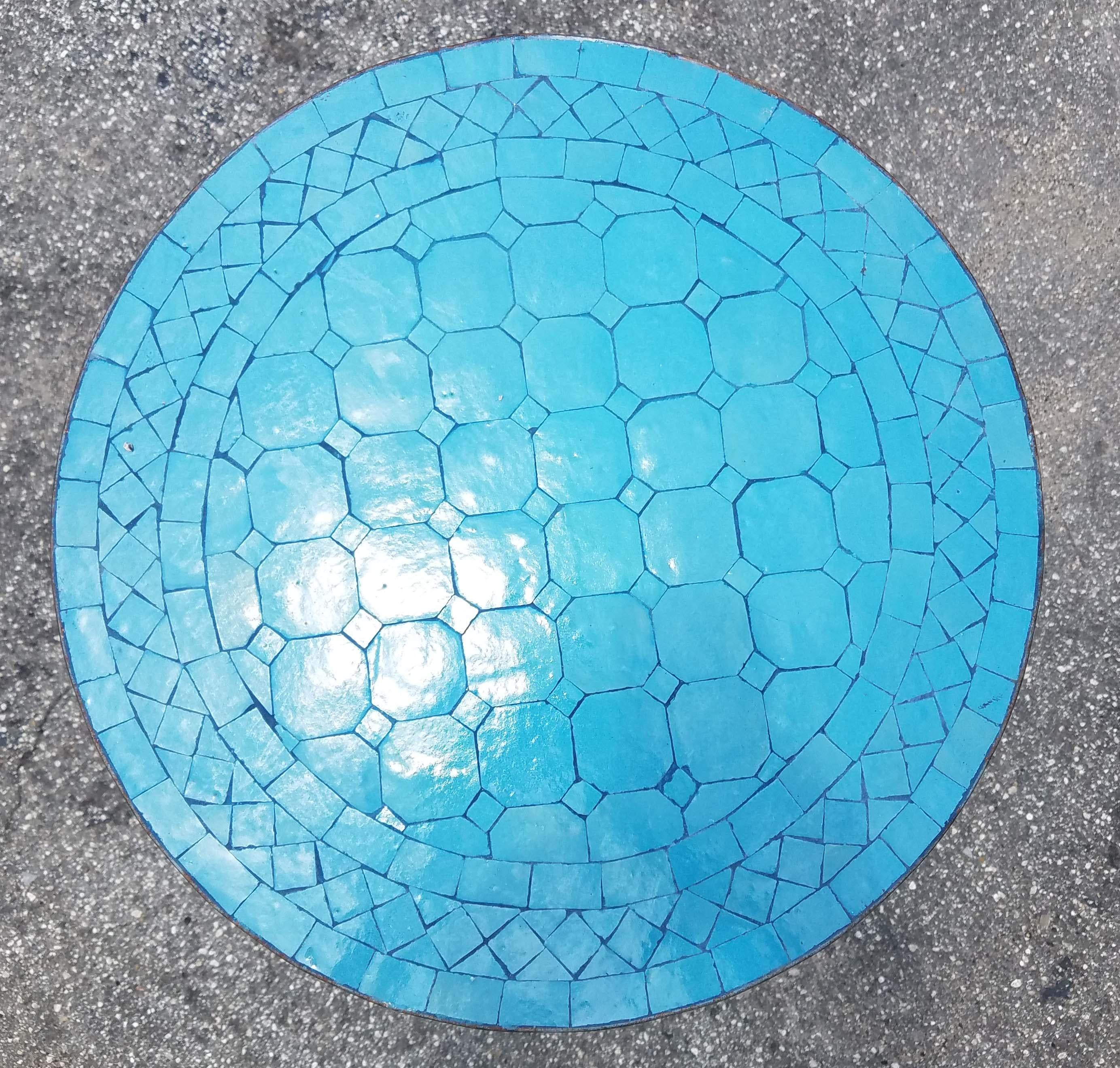 All Turquoise Moroccan Mosaic Table, CR4 For Sale 1
