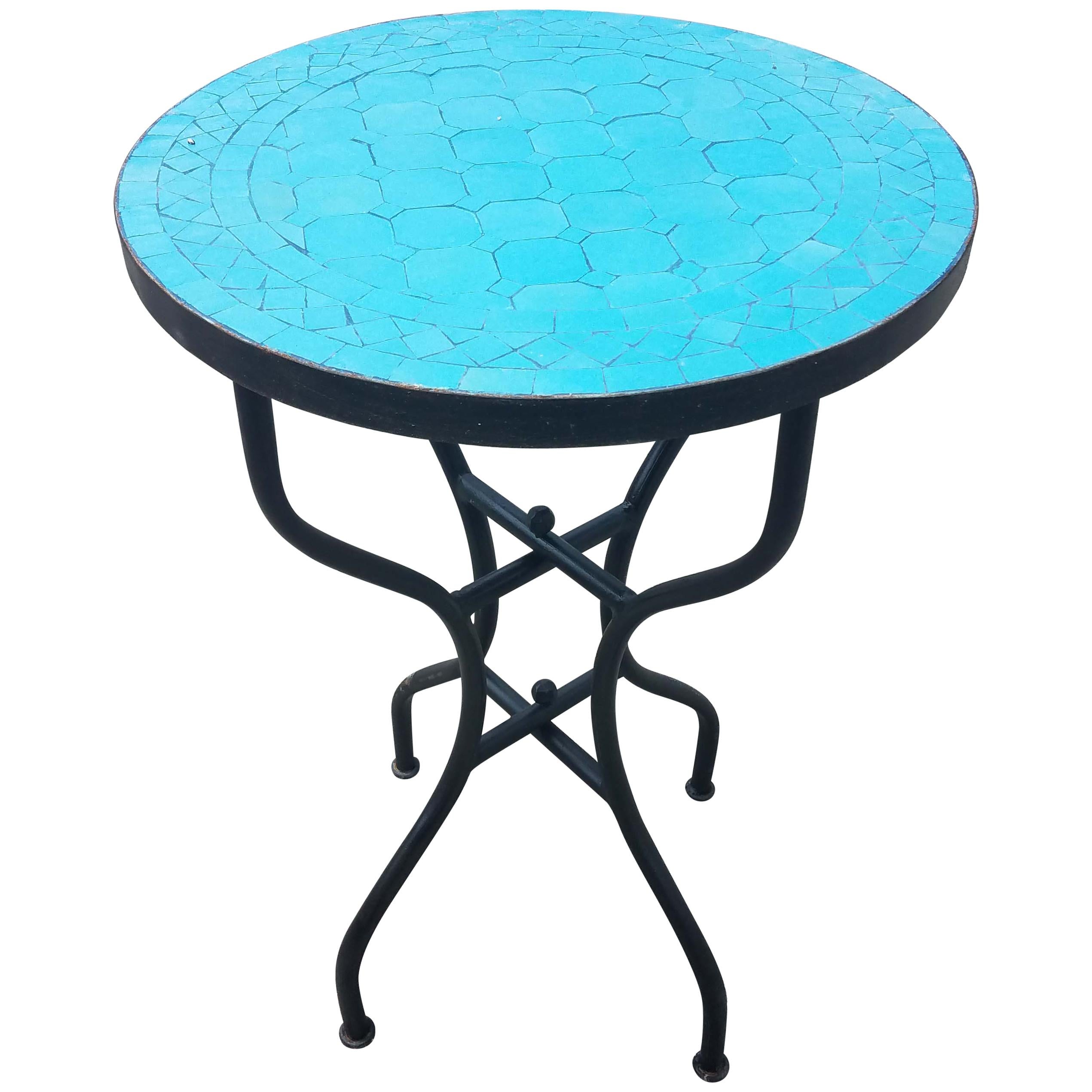 All Turquoise Moroccan Mosaic Table, CR4 For Sale