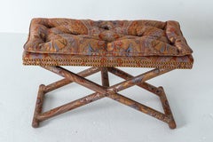 Mid-Century Modern Paisley Upholstered Bench, USA, 1980s Billy Baldwin style