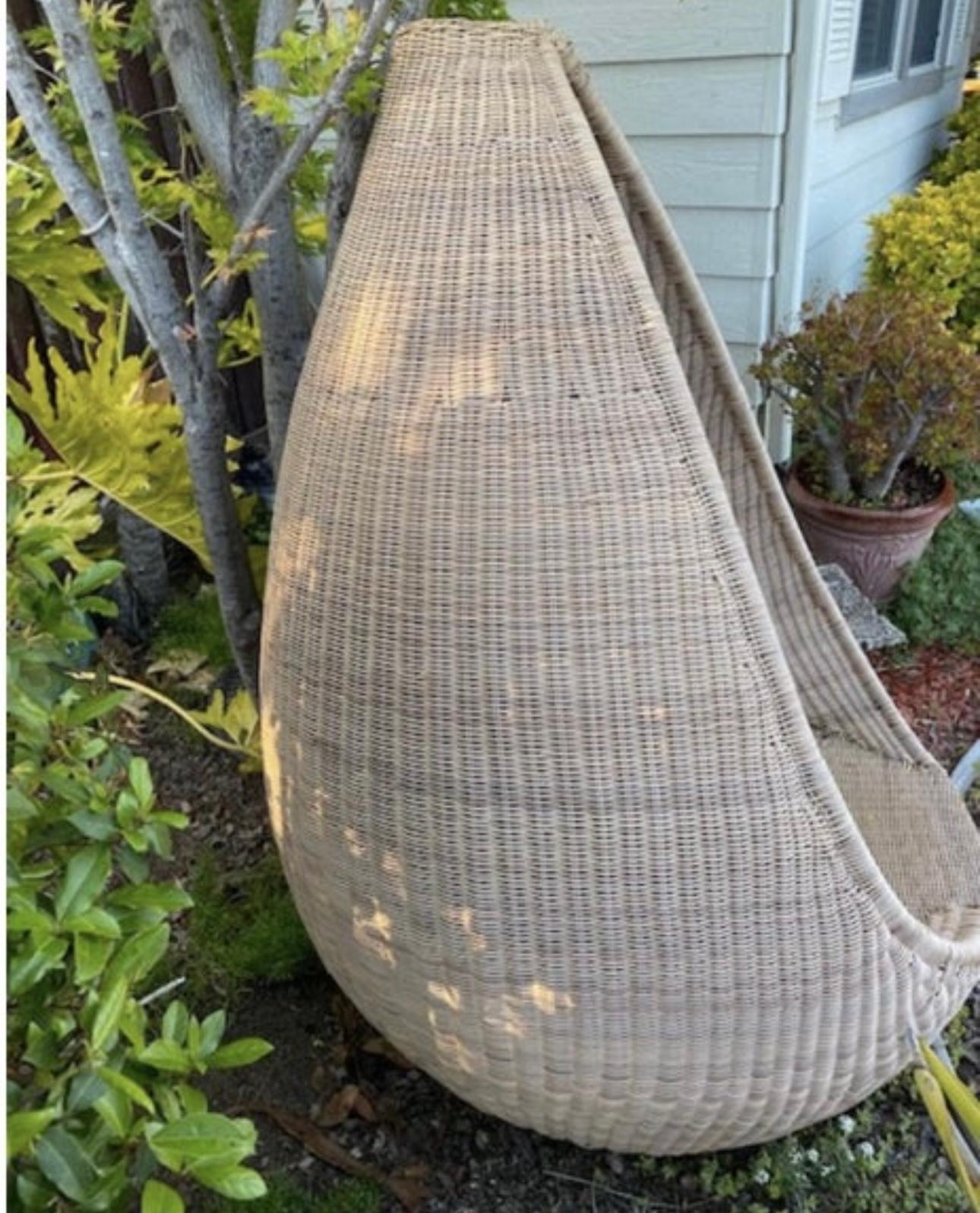 Indonesian All Weather Wired Wicker Large Egg Shaped Chair For Sale