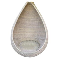 All Weather Wicker Large Egg Shaped Chair mit Drahtgeflecht