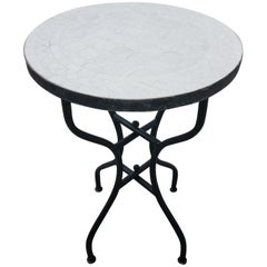 All White Moroccan Mosaic Side Table, CR4