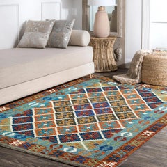 All Wool Colorful Kilim 5' 1" x 6' 8"