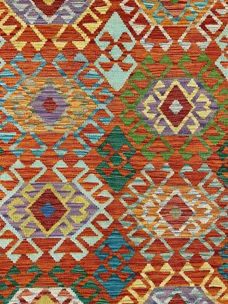 Hand-Woven All Wool Colorful Kilim 5' x 6' 11