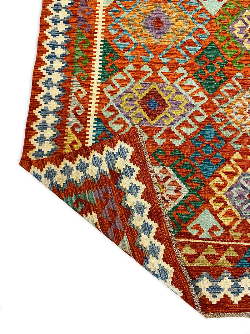 Contemporary All Wool Colorful Kilim 5' x 6' 11