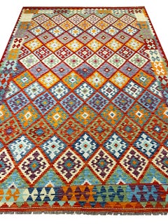 All Wool Colorful Kilim 6′ 9″ x 9′ 9″
