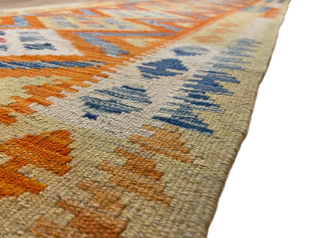 Hand-Woven All Wool Colorful Kilim Runner 2′ 10″ x 9′ 6″ For Sale