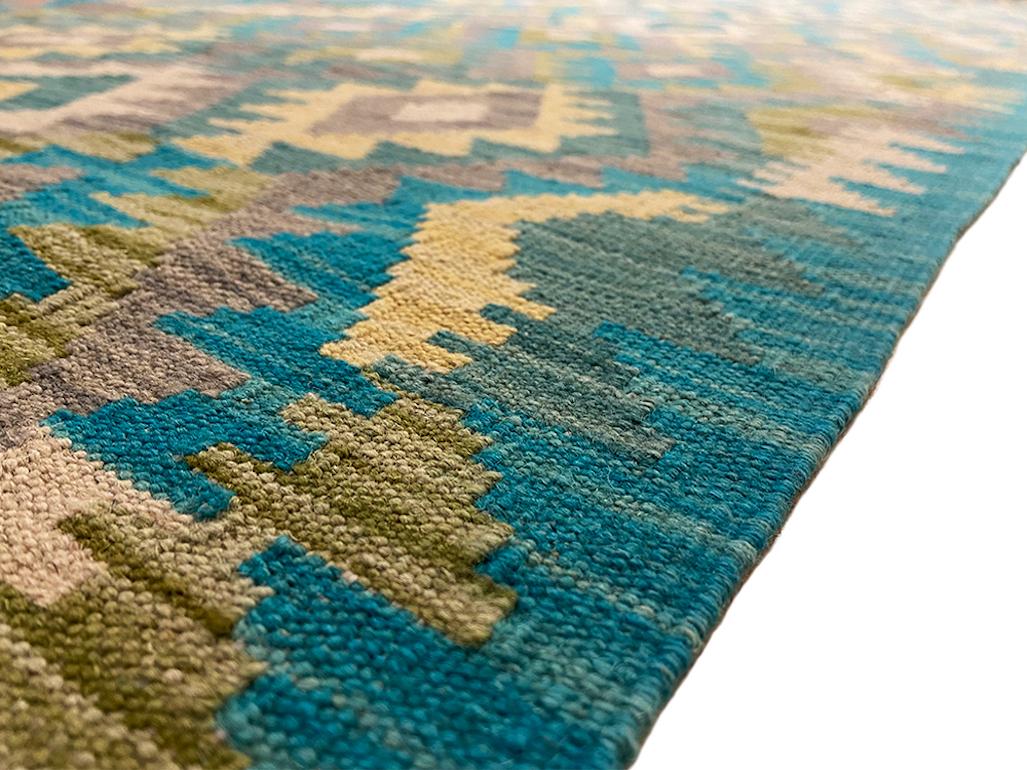 Hand-Woven All Wool Colorful Kilim Runner 2' 9