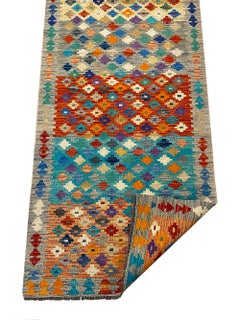 All Wool Colorful Kilim Runner 2′ 9″ x 9′ 7″