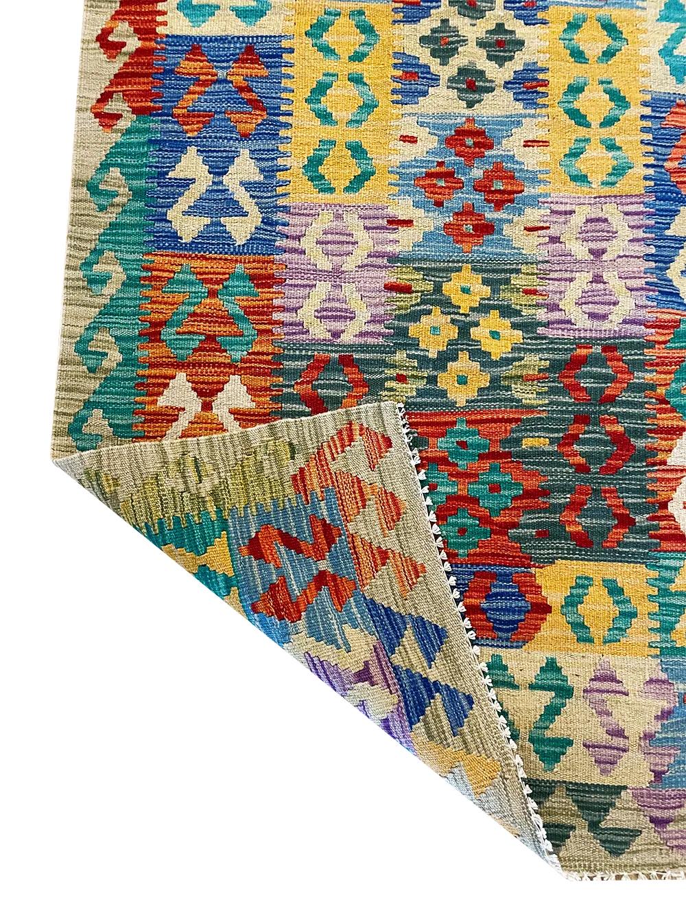 Hand-Woven All Wool Colorful Kilim Runner 2' 9