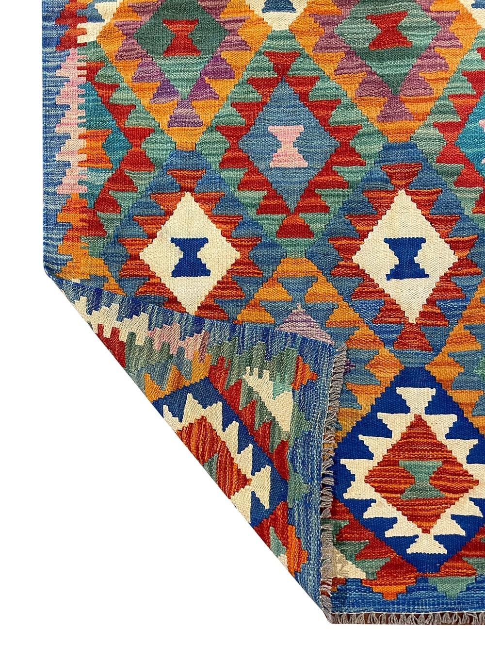 Hand-Woven All Wool Colorful Kilim Runner 