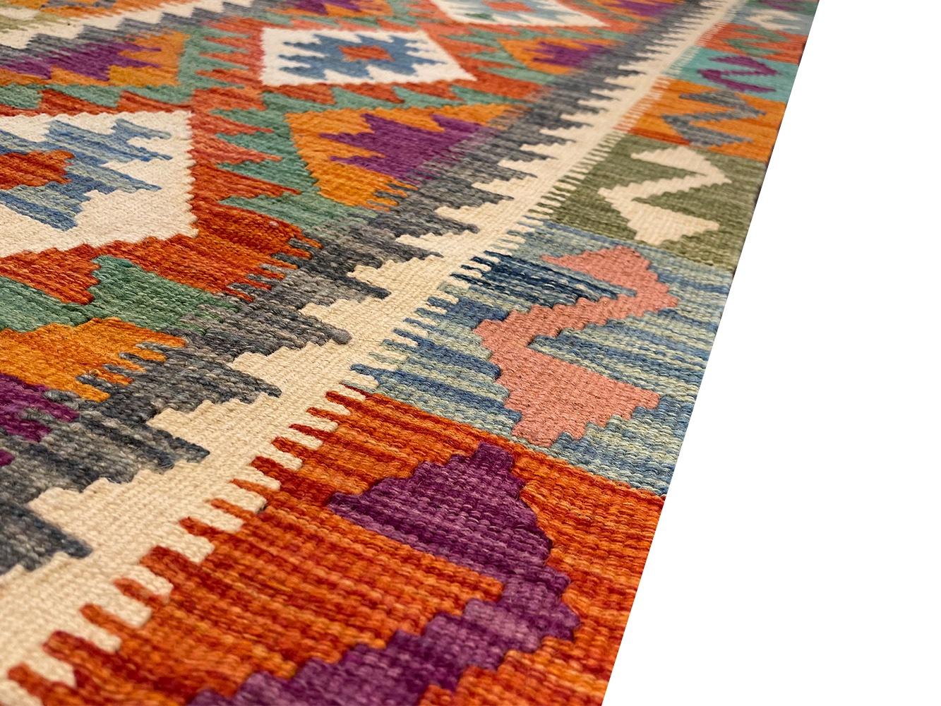 All Wool Colorful Kilim Runner  In New Condition For Sale In Winnetka, IL