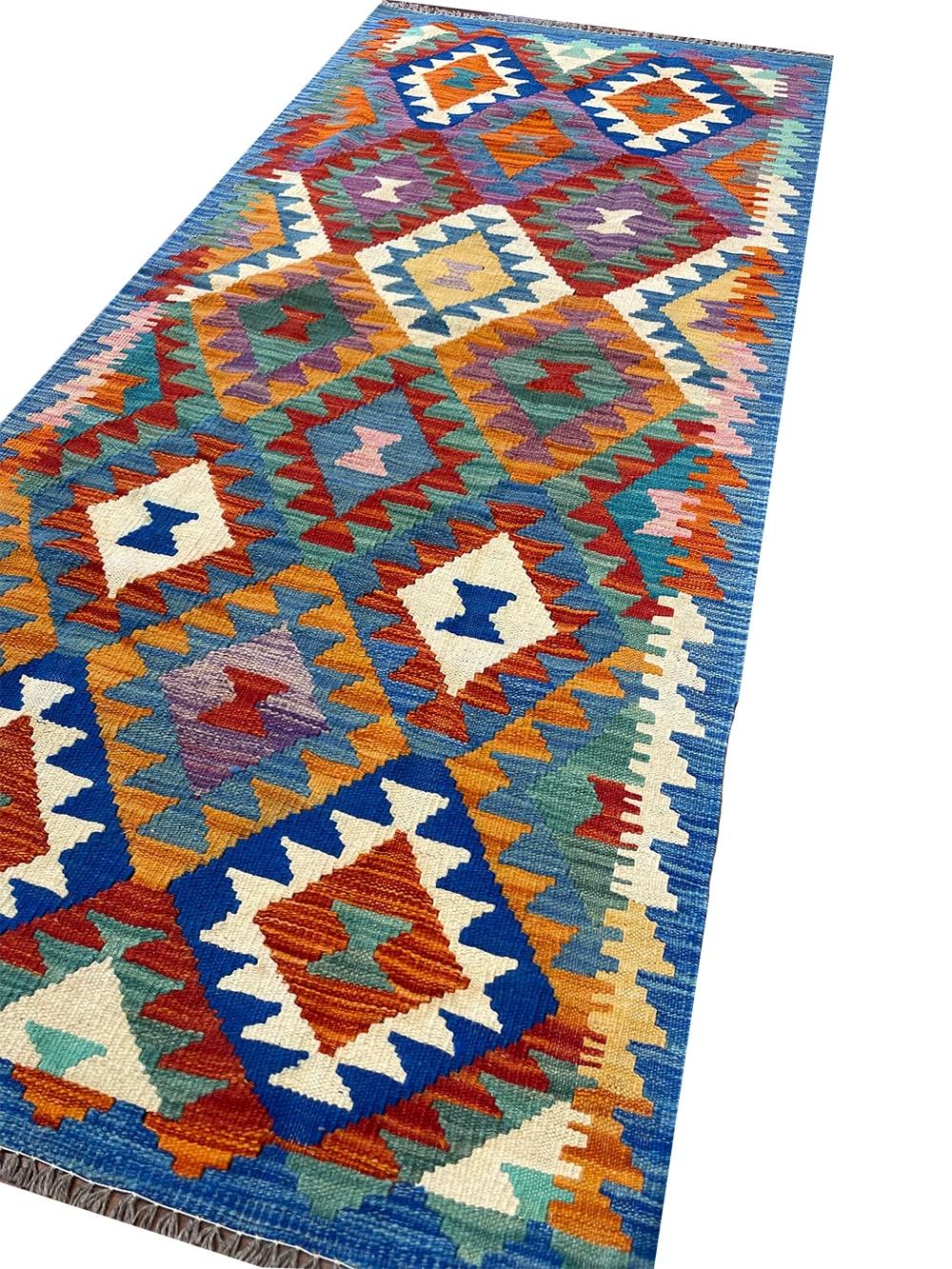 All Wool Colorful Kilim Runner  In New Condition In Winnetka, IL
