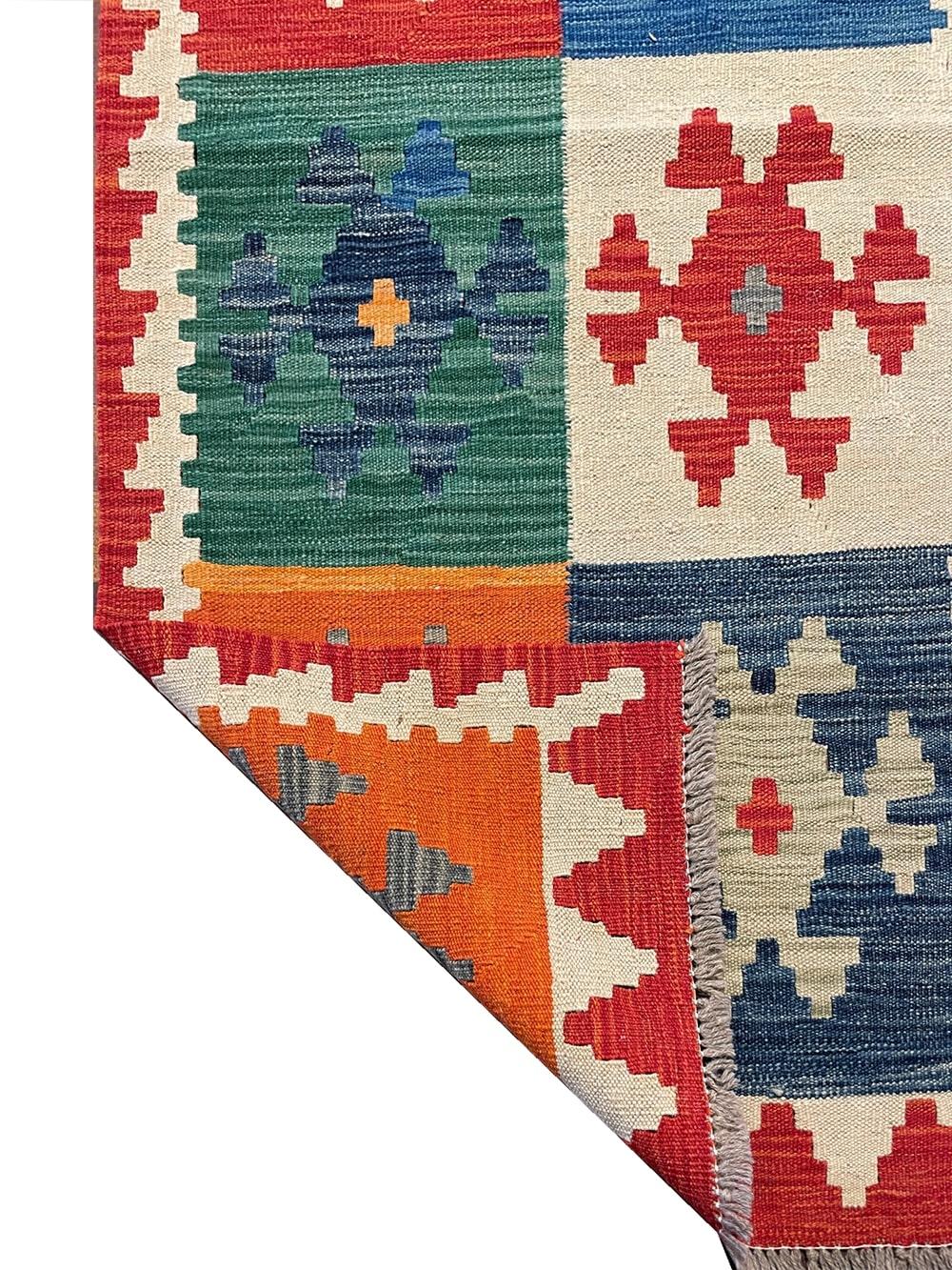 All Wool Colorful Kilim Runner In New Condition For Sale In Winnetka, IL