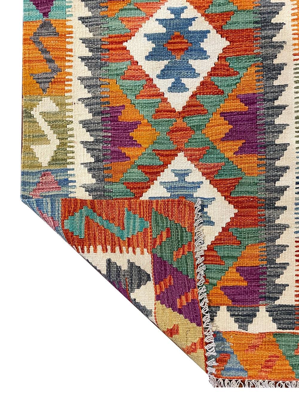 Contemporary All Wool Colorful Kilim Runner  For Sale