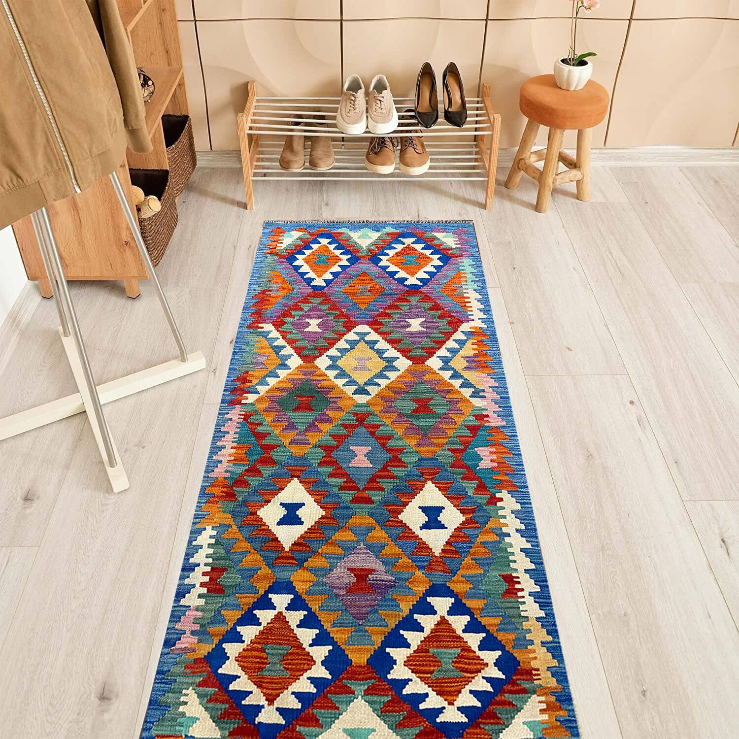 Contemporary All Wool Colorful Kilim Runner 