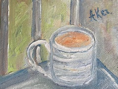 Russian Contemporary Art by Alla Kechedzhan - A Cup of Tea on the Windowsill