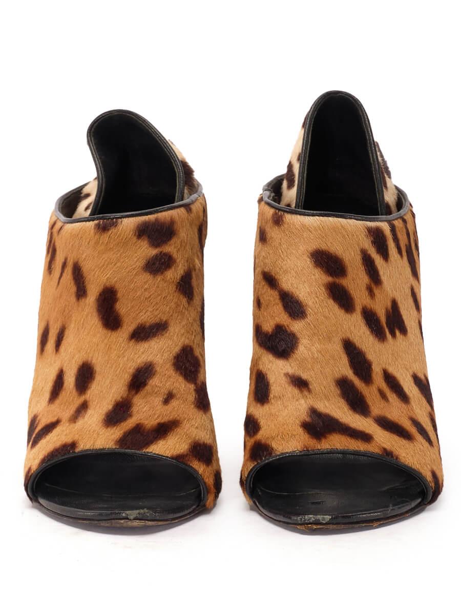 Alla' Leopard Print Brown Pony-style Wedges Size IT 38 In Good Condition In London, GB