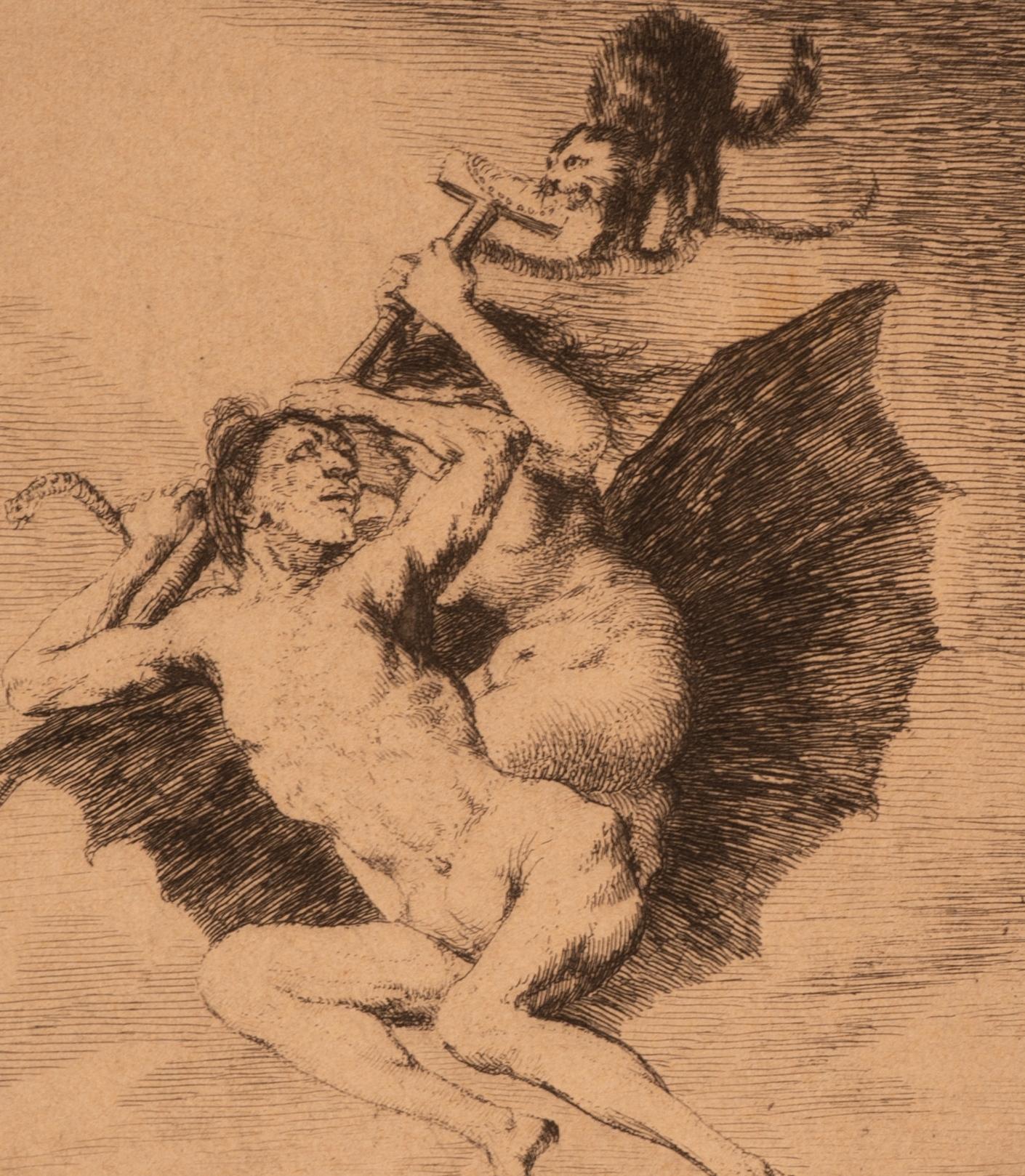 Allá va eso, Los Caprichos. Gerahmte Gravur. Original von GOYA Y LUCIENTES im Angebot 1