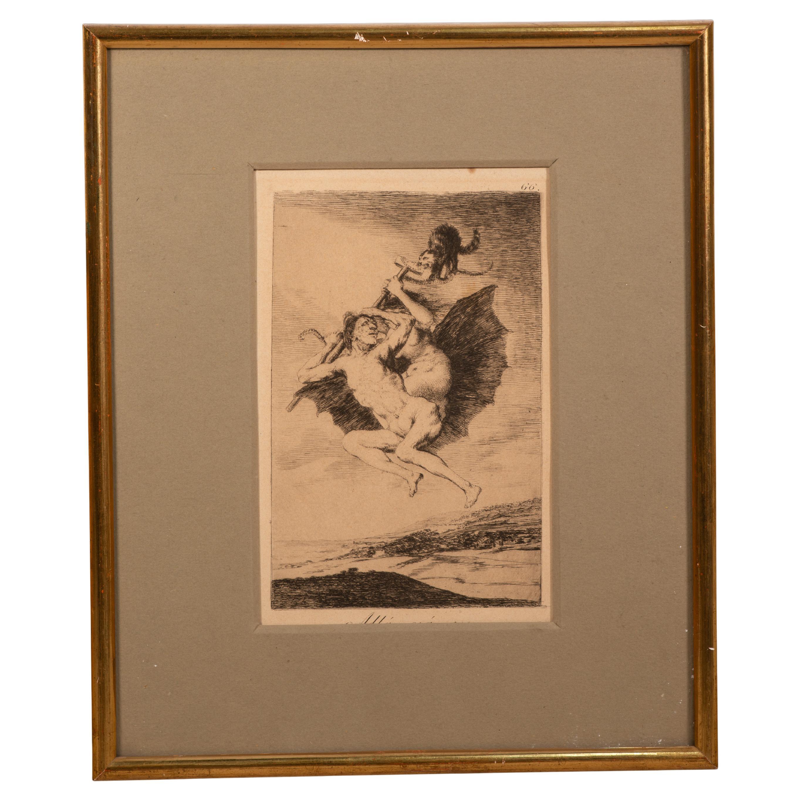 “Allá va eso”, Los Caprichos. Framed engraving. Original by GOYA Y LUCIENTES