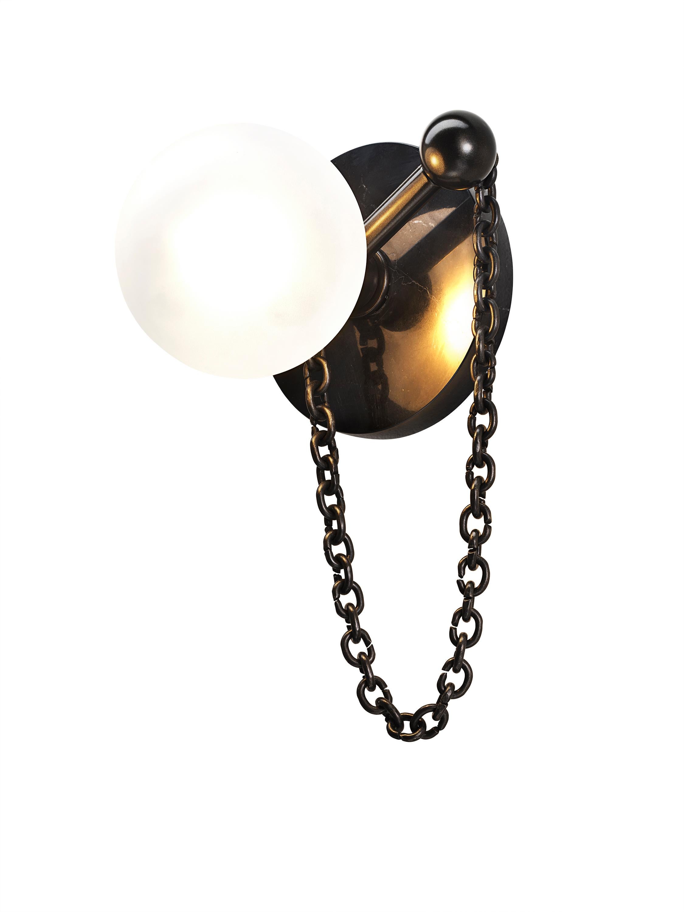 American ALLA Wall Sconce Black Marble & Glass, Emily Del Bello x Blueprint Lighting For Sale