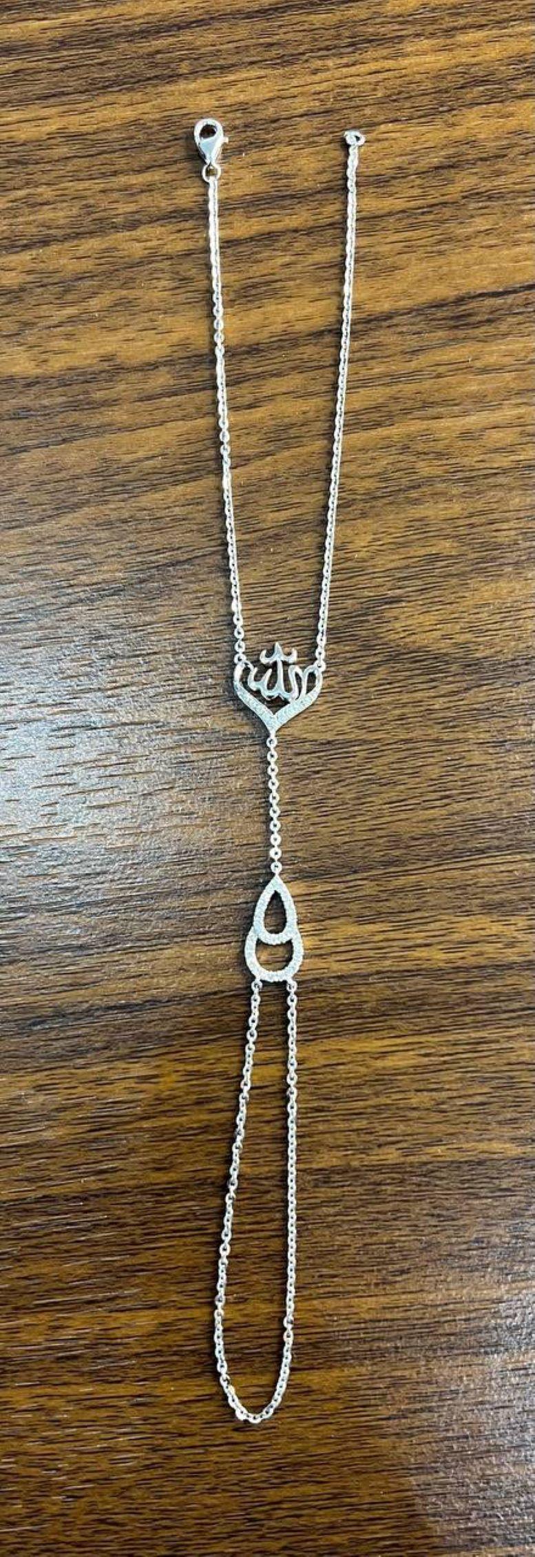 Bracelet d'affirmation « Lord Finger Ring Chain Diamond Symbol » en or blanc en vente 2