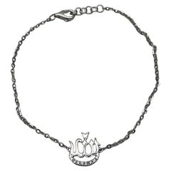 Allah God Lord Word Symbol Islamic Diamond 18 Karat White Gold Chain Bracelet