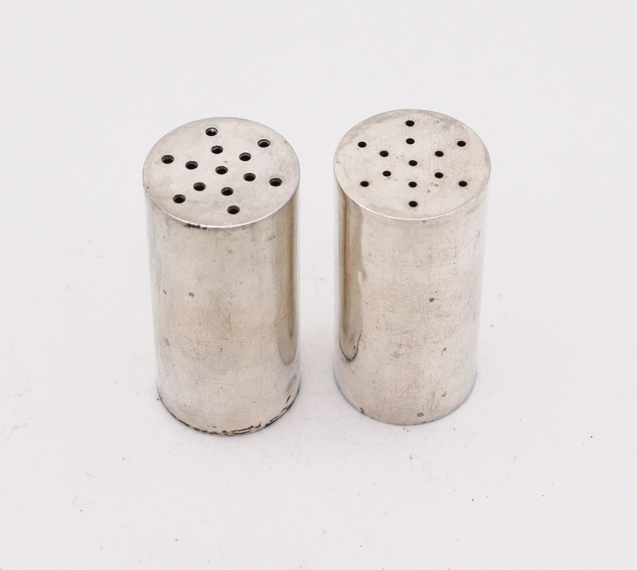 Mid-Century moderno ALLAN Adler 1950 Shakers modernisti per sale e pepe in argento 925 in vendita