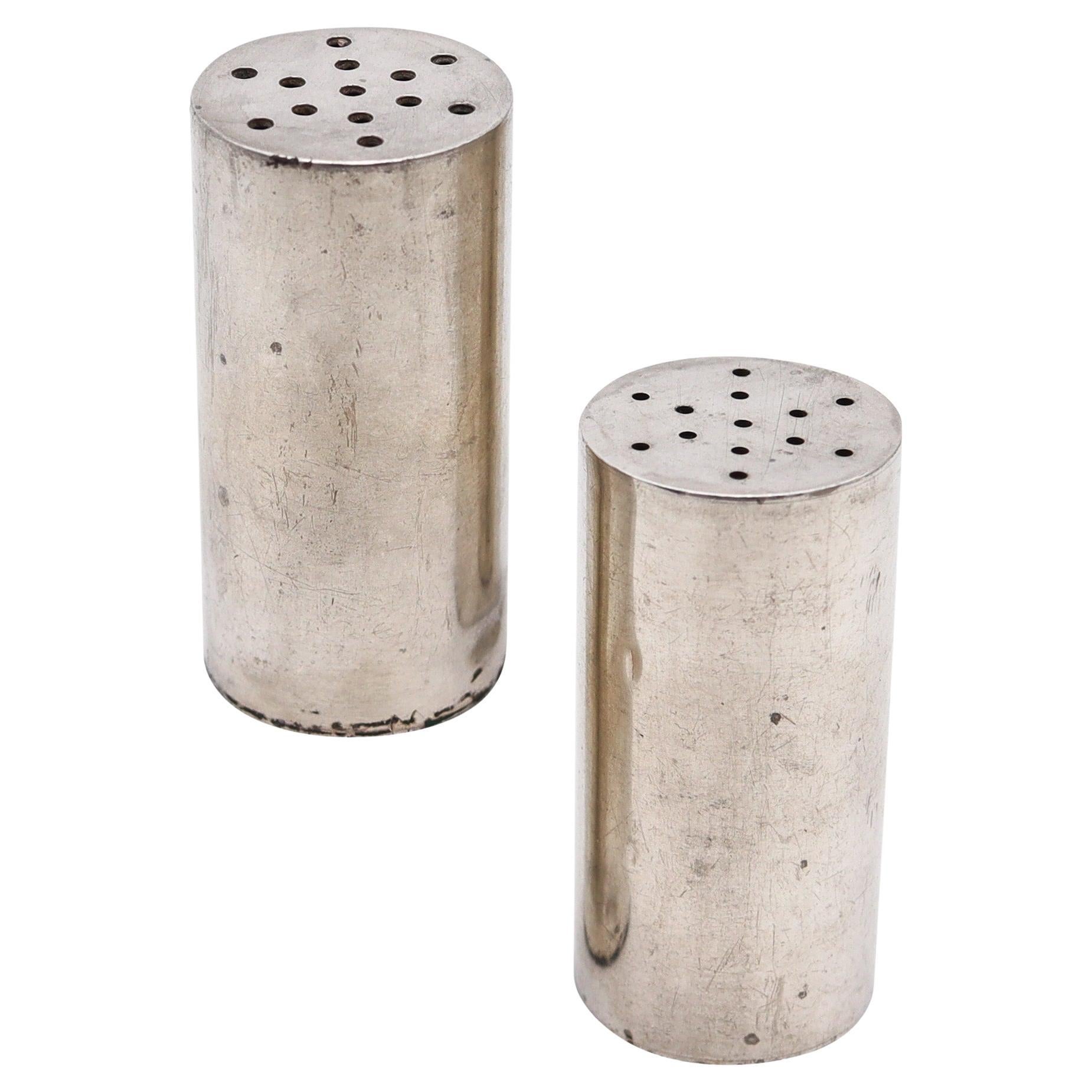 ALLAN ADLER 1950 Modernist Salz & Pfeffer Shakers In .925 Sterling Silber