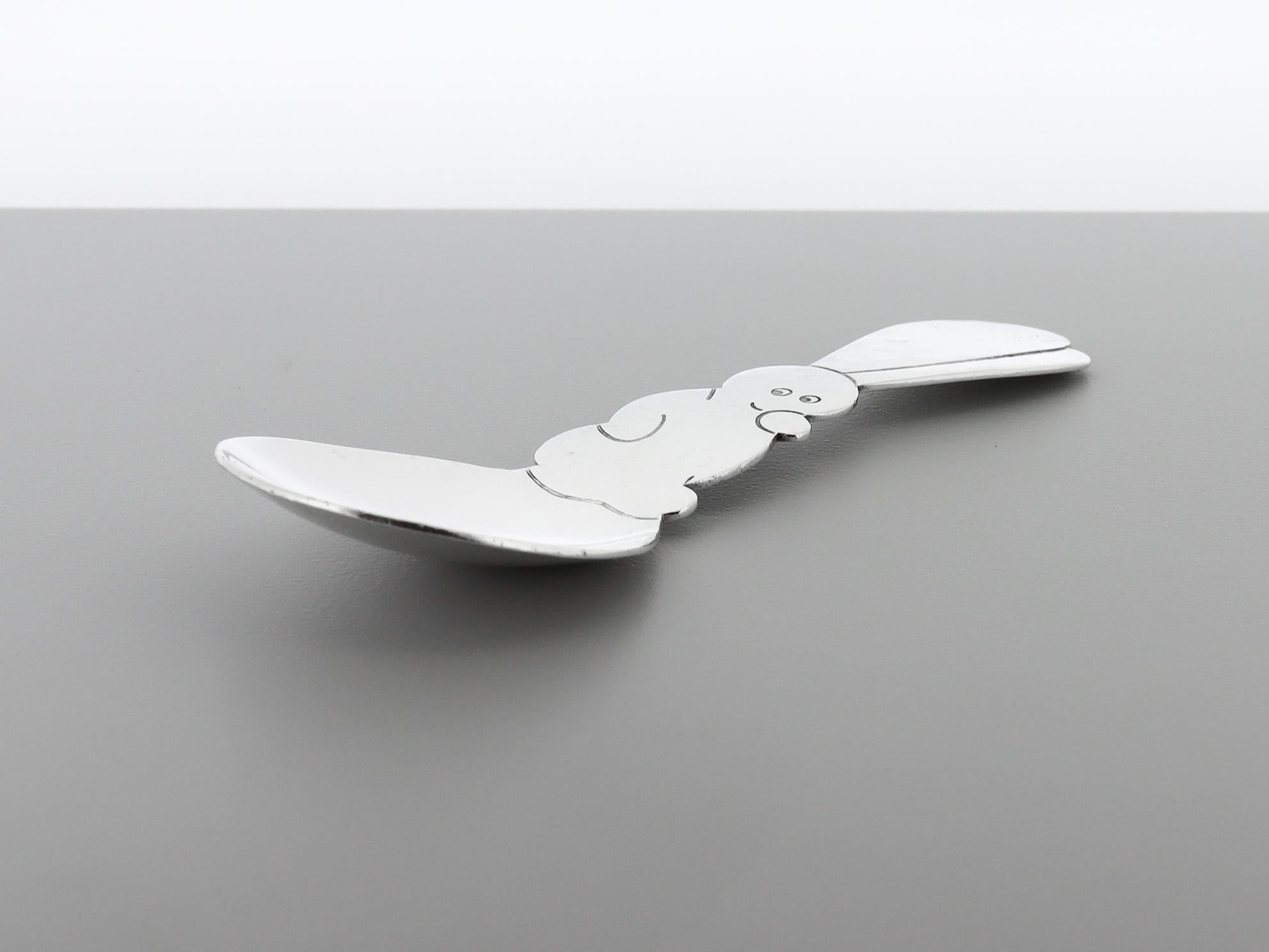 Allan Adler 3 pièces Lapin en argent sterling martelé à la main Ensemble de couverts pour bébés / jeunes en vente 6