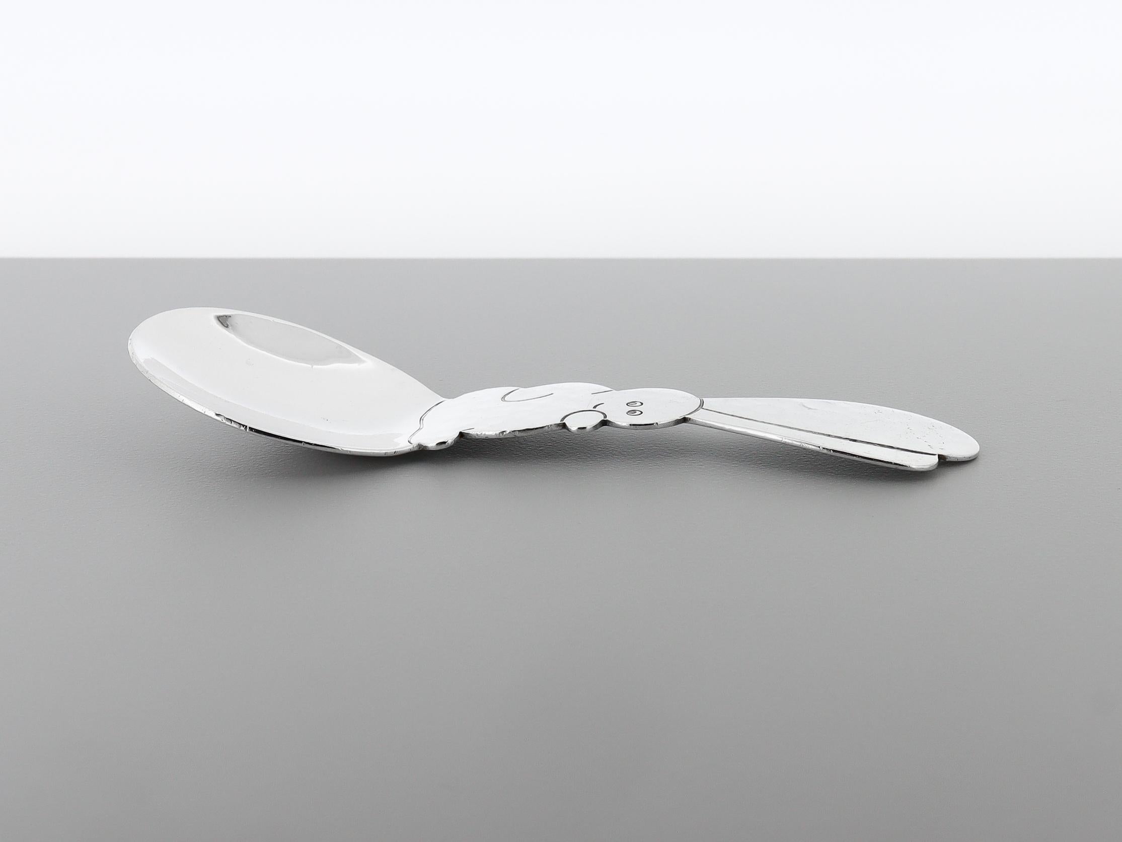 Allan Adler 3 pièces Lapin en argent sterling martelé à la main Ensemble de couverts pour bébés / jeunes en vente 7