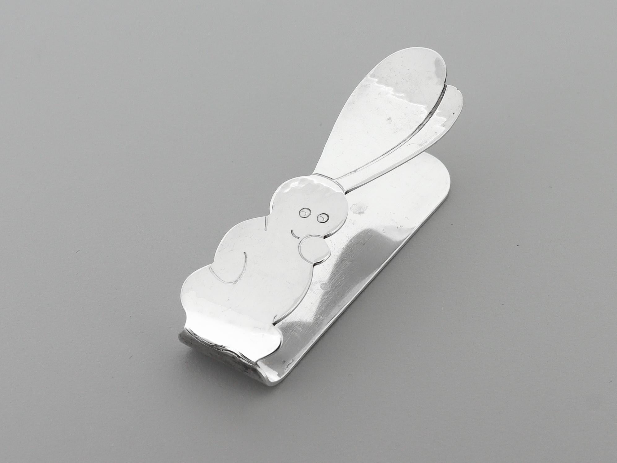 Allan Adler 3 pièces Lapin en argent sterling martelé à la main Ensemble de couverts pour bébés / jeunes en vente 9
