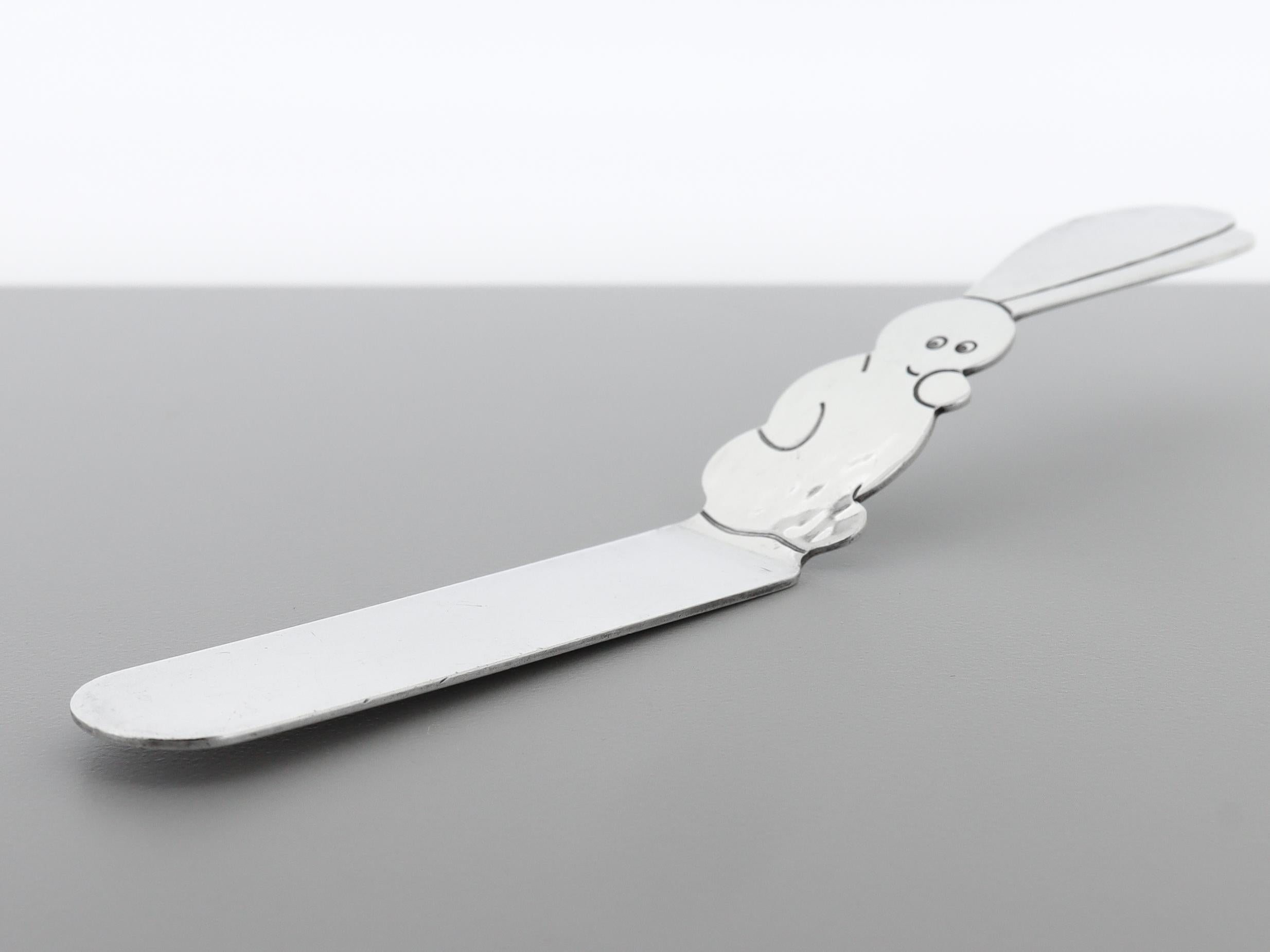 Argent sterling Allan Adler 3 pièces Lapin en argent sterling martelé à la main Ensemble de couverts pour bébés / jeunes en vente