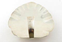 Allan Adler Sterling Silver Leaf Shaped Footed Plate, Monogram P