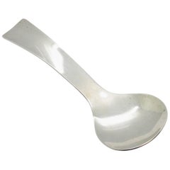 Allan Adler Sterling Silver Modern Flat Tip Curved Handle Sugar Spoon