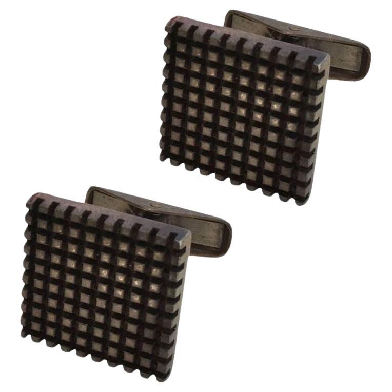 Allan Adler Sterling Silver Modernist Cufflinks, circa 1963 For Sale