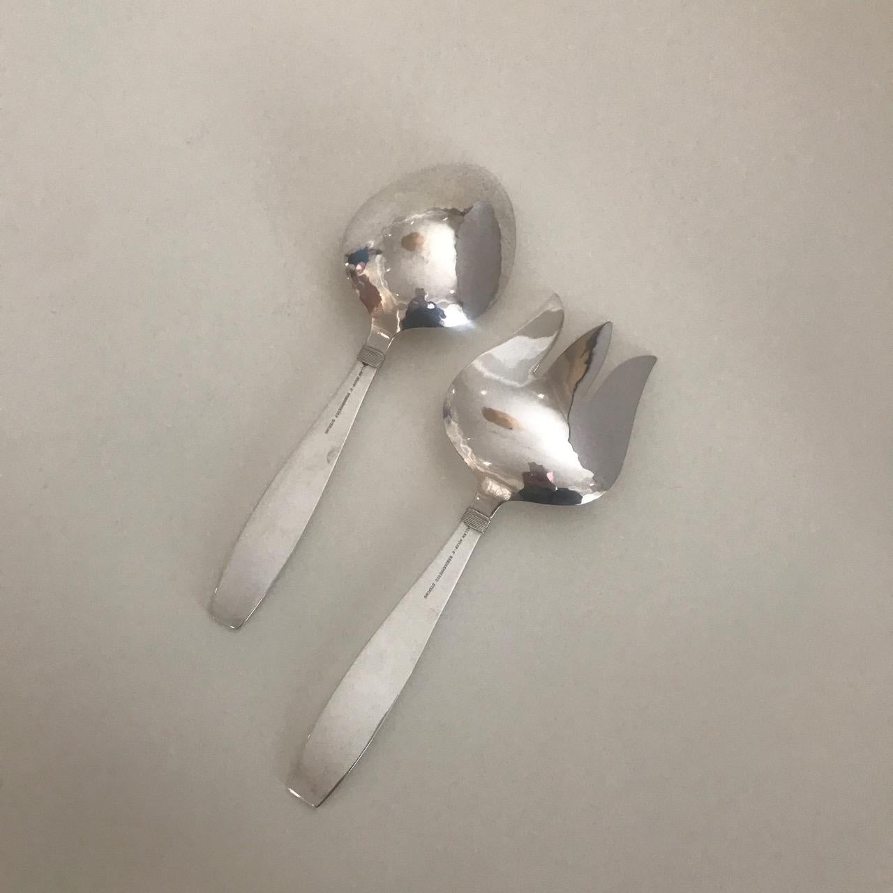 American Allan Adler Sterling Silver Serving Spoon and Fork For Sale