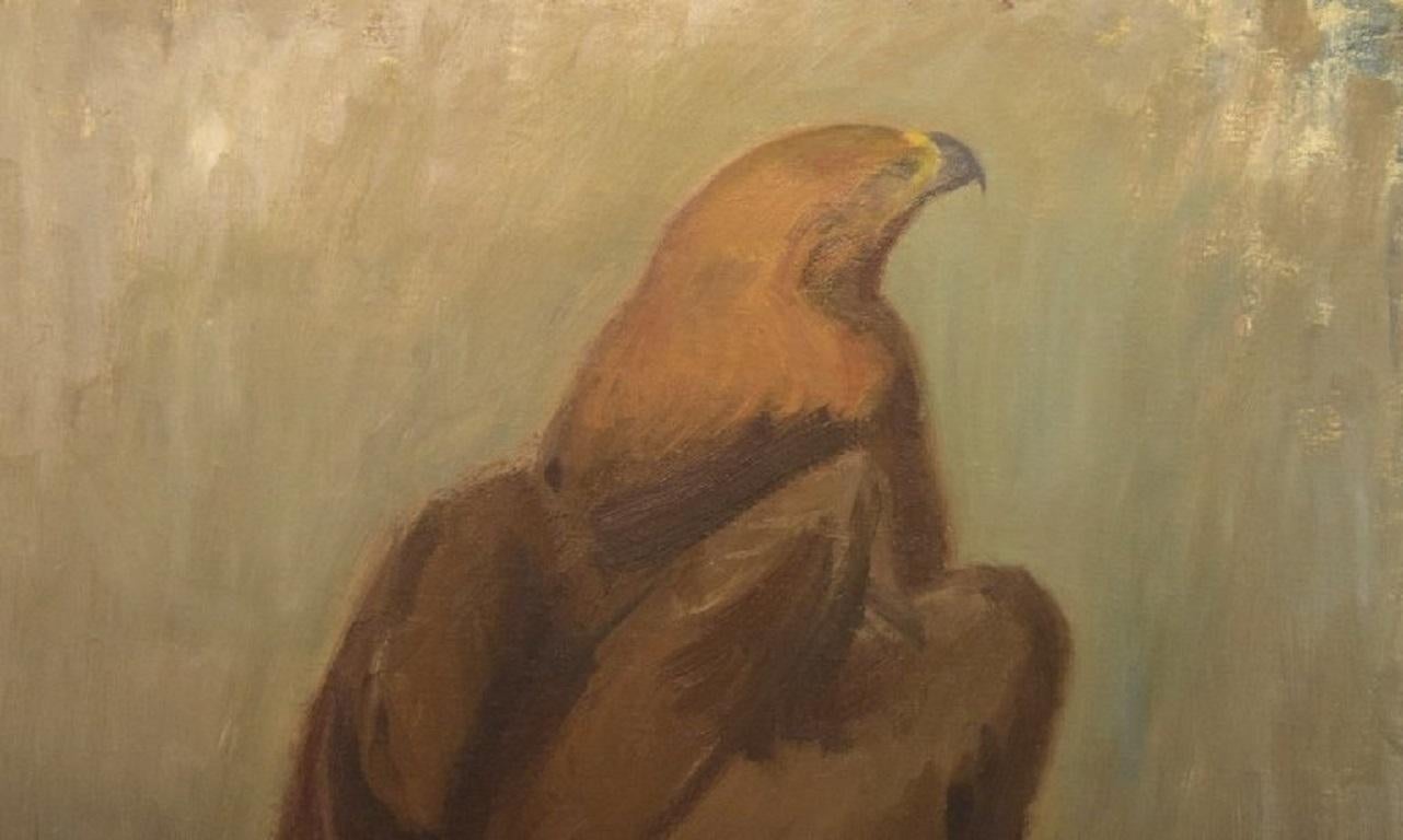 Allan Andersson '1904-1979', huile sur toile, aigle doré, milieu du 20e siècle Excellent état - En vente à Copenhagen, DK