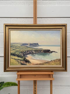 Paysage côtier, village de pêcheurs, Irlande du Nord, huile sur toile, 1980