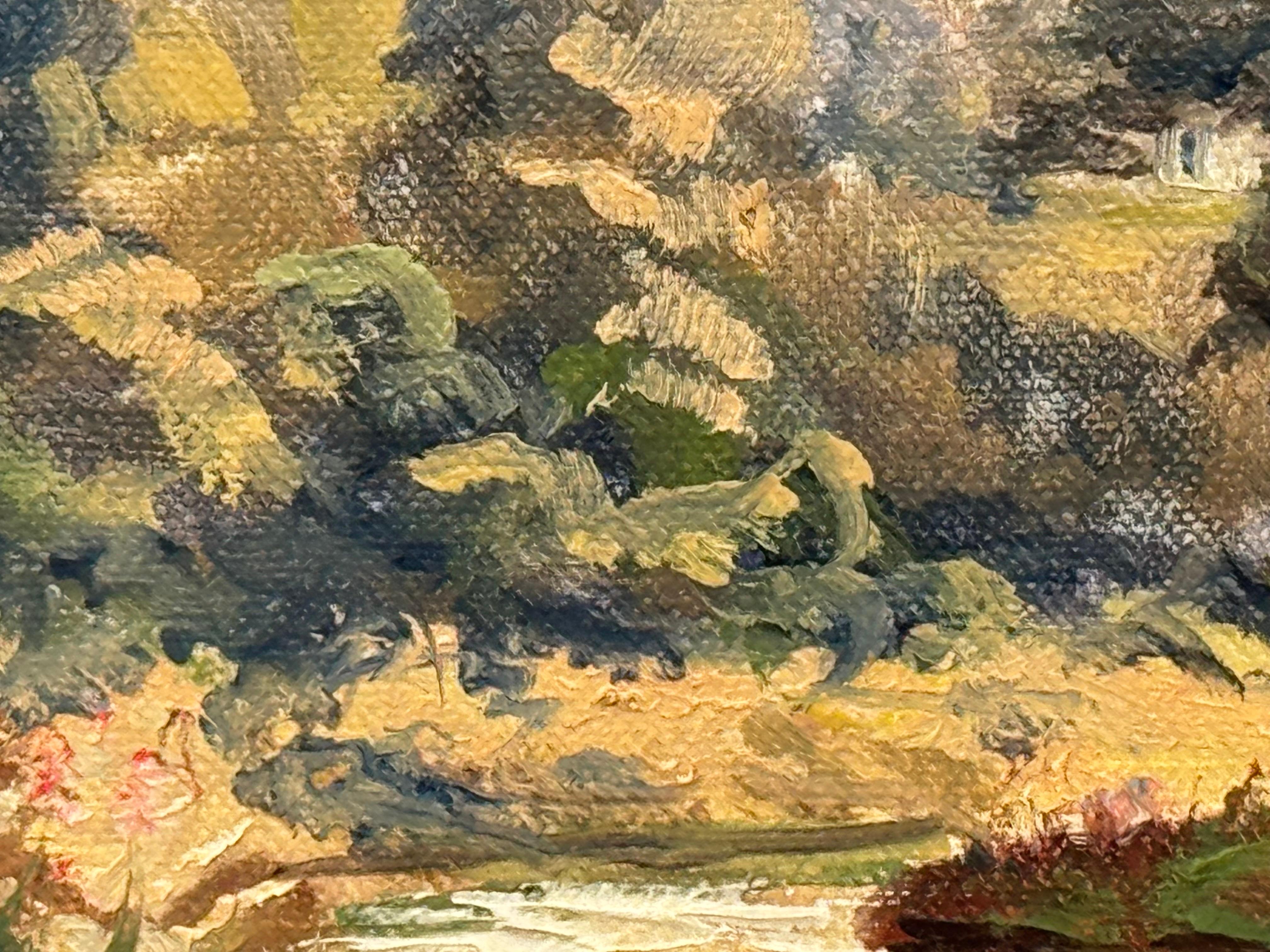 Figuras en un bosque junto a la orilla de un río en Irlanda del Norte por un artista del siglo XX en venta 13