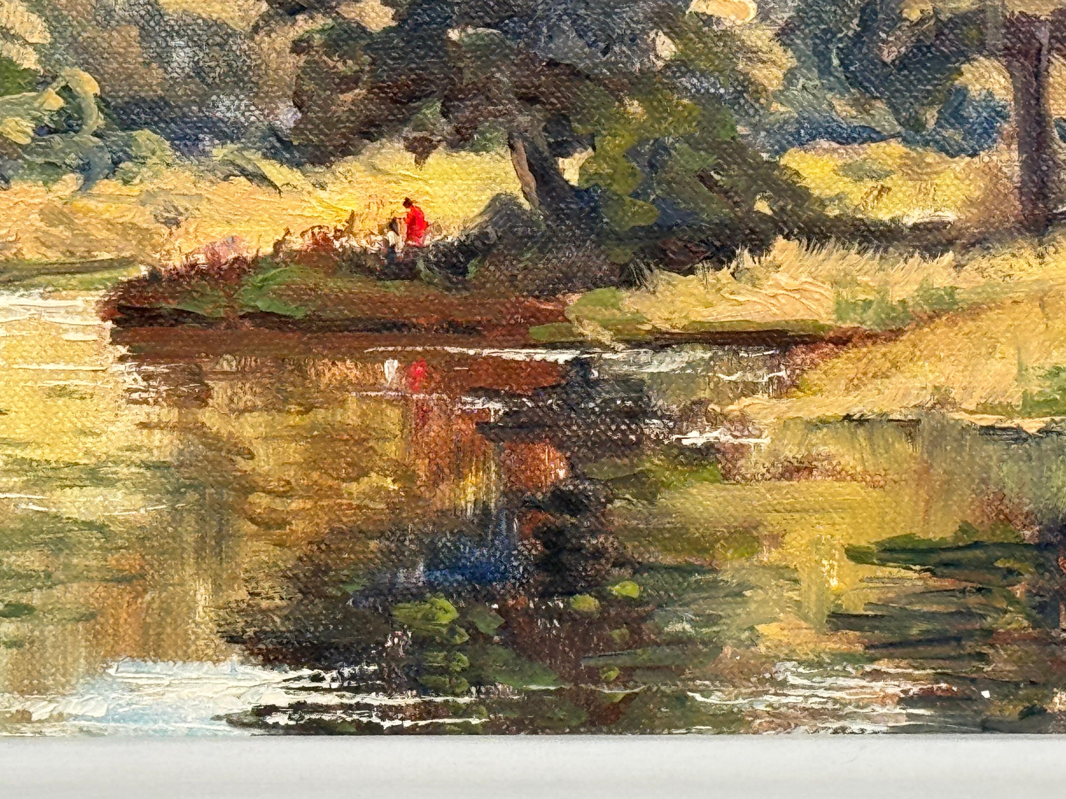 Figuras en un bosque junto a la orilla de un río en Irlanda del Norte por un artista del siglo XX en venta 4