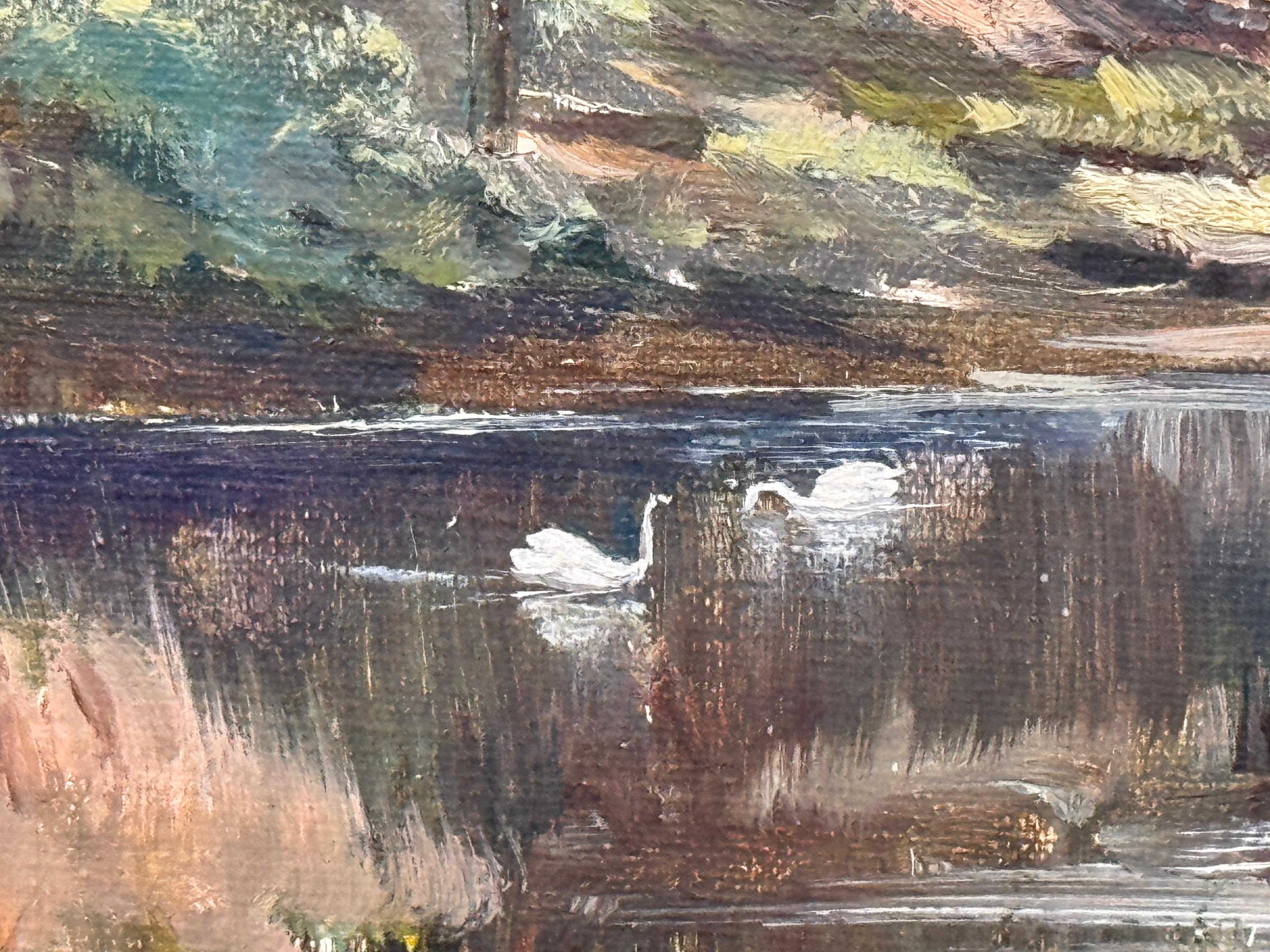 Vintage Ölgemälde einer von Bäumen gesäumten Flusslandschaft in der irischen Landschaft im Angebot 6