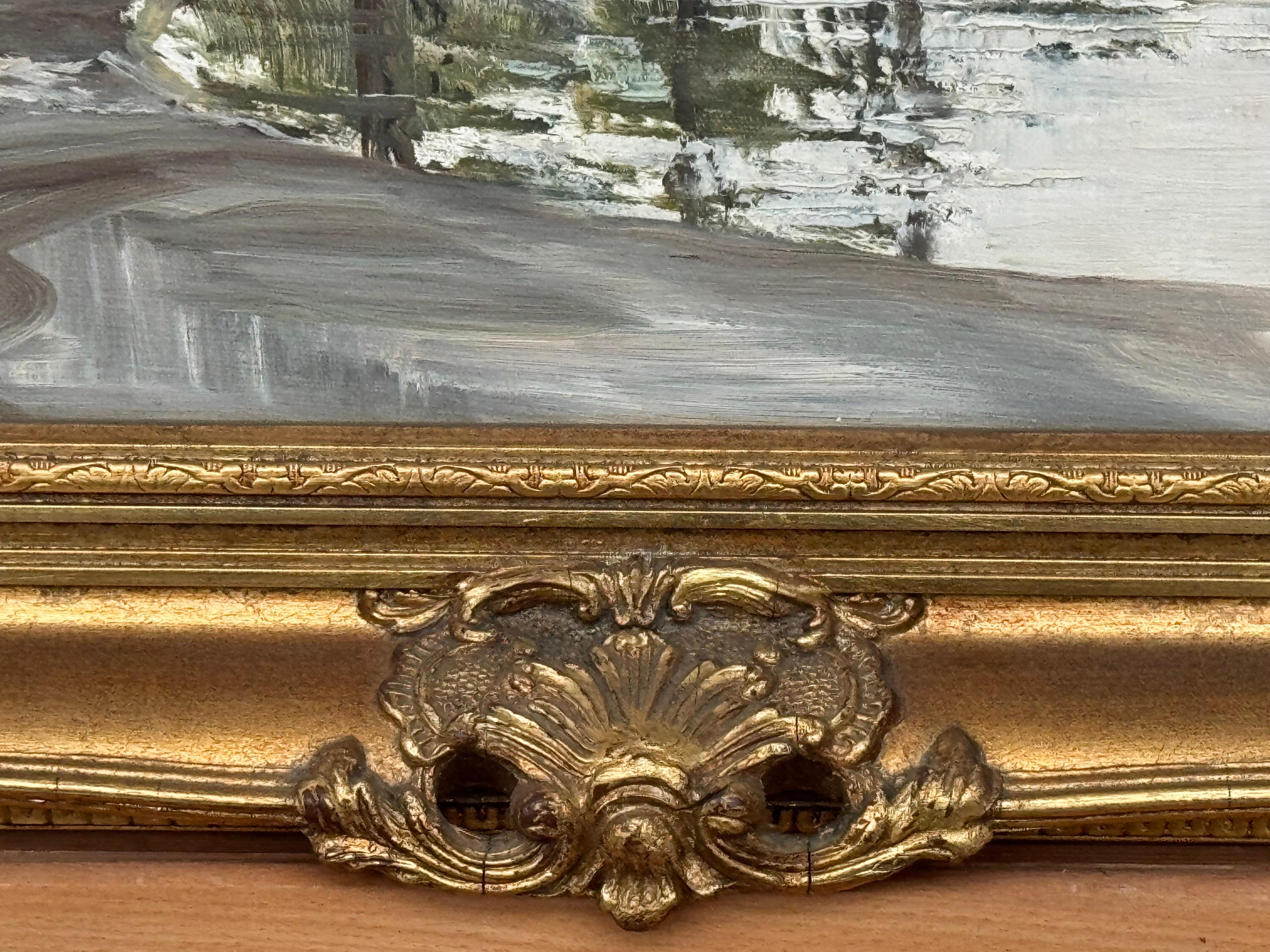 Vintage Ölgemälde einer von Bäumen gesäumten Flusslandschaft in der irischen Landschaft im Angebot 2